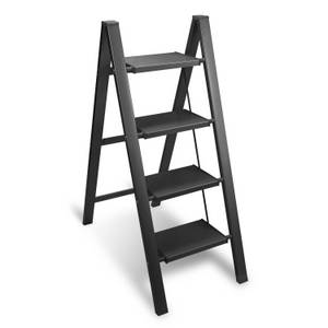 Clanmacy Trittleiter klappleiter 4 Stufen Haushaltsleiter Schwarz bis 150kg Haushaltsleiter 
