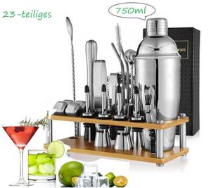 DOPWii Cocktail Shaker 750 ml 23-teiliges Edelstahl Barkeeper-Set, Cocktailshaker, Edelstahl, Edelstahl, Lebensmittelechtes Material, Cocktailshaker 