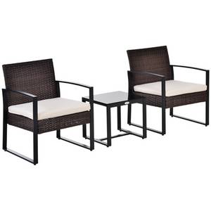 Outsunny Gartenmöbel-Set mit Armlehne braun 