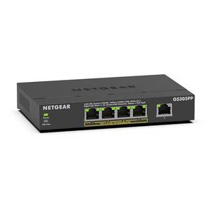  NETGEAR 5-Port Gigabit Ethernet Unmanaged PoE+ Switch (GS305PP): mit 4 PoE+ bei 83 W, Desktop- oder Wandbefestigung 