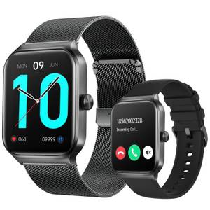 Yuede Smartwatch Damen Herren, Neueste Fitness Uhr mit Anruffunktion Smartwatch (Quadratischer 1,85-Zoll-Voll-Touch-Farbdisplay) cm), Fitness Tracker Armbanduhr mit Schrittzähler, Blutsauerstoff, Blutdruckmessung, Schlafüberwachung, AI Voice und SNS-Benac 