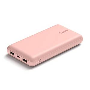  Belkin tragbares USB-C-Ladegerät, 20.000 mAh, 20K Powerbank mit USB-C-Ein-/Ausgang und 2 USB-A-Anschlüssen mit USB-C/USB-A-Kabel für iPhone, Galaxy und andere Geräte - Roségold 