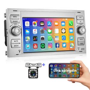 Hikity 7 Zoll 2 Din Android Multimedia Player für Transit Fiesta Focus Autoradio (mit Rückfahrkamera, für Galaxy Mondeo Fusion Kuga C-Max S-Max) 