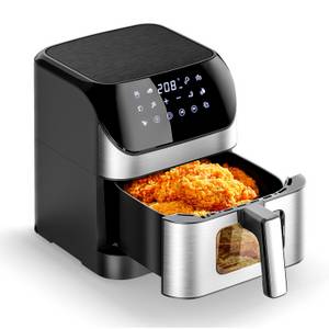kehot Heißluftfritteuse Heißluftfritteuse 8 L 10 Programme XXL Fritteuse Fettfrei bis 200°C, 1500,00 W, Airfryer mit Sichtfenster, Touchscreen, ohne Öl und fettarmes Kochen 