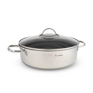 KLAMER Bratpfanne » Servierpfanne mit Deckel 28cm Induktion, Edelstahl Schmortopf backofengeeignet, Schmorpfanne hoher Rand, Premium Beschichtung« 