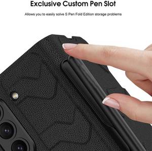 Wigento 97671 Für Samsung Galaxy Z Fold5 stoßfeste Kunstleder Hülle Stifthalterung Handy-Case