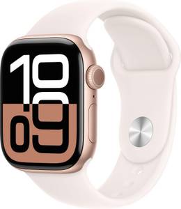 Apple Watch Series 10 GPS 42mm Aluminium Roségold Sportarmband Blassrosa M/L iOS Smartwatch