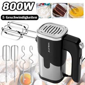 MUPOO Stabmixer Mini-Handmixer, 800 W,5 Geschwindigkeiten, Schneebesen, Eierschläger, Kuchenbacken 