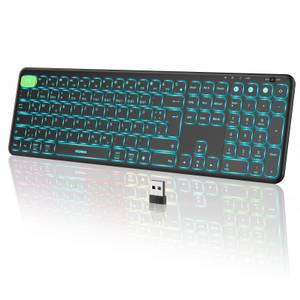 Seenda KOU-401 Kabellose Tastatur beleuchtet, USB & Bluetooth Tastatur 