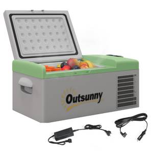 Outsunny Kühlbox 16L-Kompressor-Camping-Kühlschrank mit ECO/MAX-Modi, mit MAX,ECO Modi 