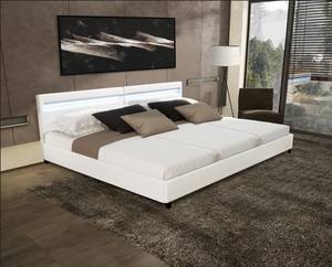 Home Deluxe LED Bett Nube mit Schubladen 270x200cm ohne Matratze - Weiß - versch. Ausführungen 