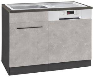 Held MÖbel Spülenschrank Tulsa, 110 cm breit, inkl. Tür/Sockel für Einbaugeschirrspüler, schwarzer Metallgriff, hochwertige MDF Front, inkl. Einbauspüle aus Edelstahl 