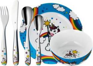 Wmf Kindergeschirr- und besteck Einhorn, 6-tlg. blau/weiß Kinder Geschirrset