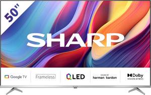 Sharp 4T-C50GPx QLED-Fernseher (126 cm/50 Zoll, 4K Ultra HD, Google TV, Smart-TV, Quantum Dot, QLED, Dolby Atmos, Dolby Vision, HDMI 2.1 mit eARC) 