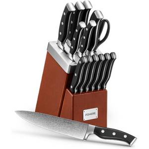FOHERE Messer-Set Messerblock-Set, 14-teiliges scharfes Küchenmesser-Set 