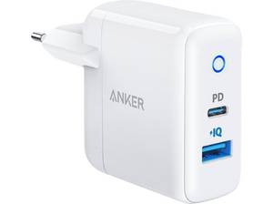 ANKER PowerPort (A236G21) Ladegerät universal, USB-C: 5V=3A/9V=2.22A USB-A: 5V=2.4A/9V=1.67A/12V=1.25A Volt bis zu 35 Watt, Weiß Reiseladegerät