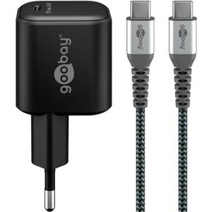 Goobay USB-C Ladeset, PD, 65 Watt, USB-C Textilkabel, Ladegerät 