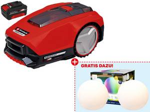 Einhell Mähroboter FREELEXO 550 Kit + 2x TINT Müller-Licht Solar LED-Gartenleuchte Calluna, Ø 25 cm 