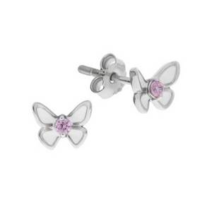 Zeeme Ohrstecker 925/- Sterling Silber Schmetterling Zirkonia pink Zirkonia rhodiniert Ohrstecker Kinder weiß  Kinder 