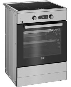 Beko Induktions-Standherd FSM69301SXT, mit 1-fach-Teleskopauszug, Spezialemaille, SteamAdd Dampffunktion, 8 Heizarten, Induktionskochfeld 