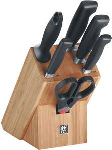 Zwilling Vier Sterne Messerblock Bambus 7 tlg. Mit Schere Messerblock