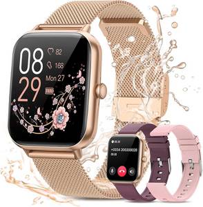 NAIXUES Smartwatch Damen mit blutzuckermessung Smartwatch (4.65 cm/1.83 Zoll, HD Voll Touchscreen) milanaise Armband Fitnessuhr, IP68, 24H Herzfrequenz, Menstruationszyklus, Schlafmonitor, SpO2, Geschenke für iOS Android Rosa 