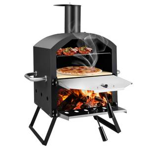 Costway Pizzaofen Grillofen, Outdoor, mit 2-Schicht