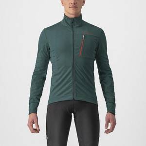 Castelli Men's Go Jacket rover green/red orange Fahrrad-Windjacke