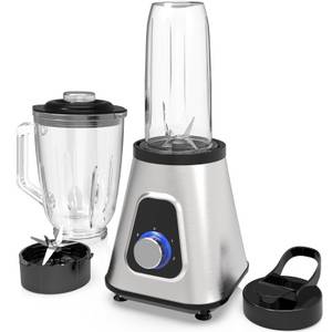 iceagle Standmixer 1200W Smoothie Mixer, Juicer, Blender, Crusher, 2 Ebenen, Edelstahl, 1,5L Glasaufsatz, 0,6L Tragbare Tasse, 6-Kling 