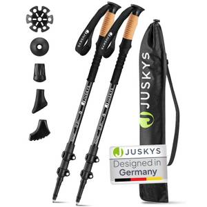 ArtSport Nordic Walking Stöcke - Alu Teleskop Wanderstöcke, leicht, ausziehbar, Tasche - Schwarz 