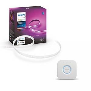  Philips Hue White & Col. Amb. LED Lightstrip, bis zu 16 Mio. Farben, steuerbar via App, kompatibel mit Amazon Alexa (Echo, Echo Dot), inkl. Bridge, 929800011986, Multi 