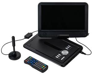 Reflexion DVD1025 Portabler DVD-Player (DVB-T2 HD Tuner, integrierter Akku, 12V Auto Adpater, PVR-Aufzeichnung) 
