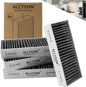 Allyson Geruchsfilter Aktivkohlefilter 4er-Set - Maßgefertigt für Bosch, Neff, Gaggenau, Zubehör für Bosch HEZ9VRCR0 / Siemens HZ9VRCR0 / Neff Z821VR0 / Gaggenau CA282111 / Constructa CA282111, 4er Set, 5 Lagen Technologie 