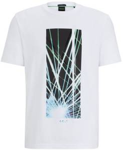 Hugo Boss Regular-Fit T-Shirt aus Stretch-Baumwolle mit Artwork der Saison (50514647) weiß Herren-T-Shirt