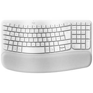 Logitech WAVE KEYS, weiß - Kabellose ergonomische Tastatur mit gepolsterter Handballenauflage 