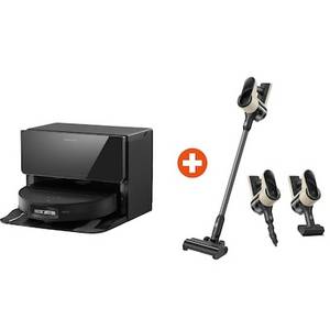 roborock Bundle:  Saros 10 R&D System Schwarz Wischroboter mit RockDock Ultra 2 inkl.  H5 Kabelloser Staubsauger 