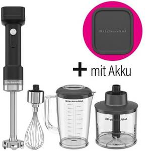 Kitchenaid Go Cordless Stabmixer mit Zubehör mit Akku Matt Schwarz Stabmixer