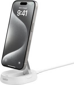 Belkin BoostCharge Pro Verstellbare kabellose magnetische Ladestation mit Qi2 mit Netzteil Weiß Induktionsladegerät