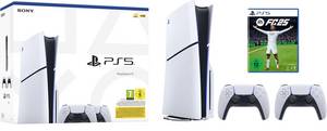 Playstation 5 Slim + 2 Controller + FC 25 Bundle PS5 Set 1TB, SSD, HDR, Gaming Console mit 2 Kontroller 
