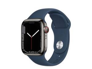 Apple Watch Series 7, GPS & Cell., 41 mm, Edelstahl graphite, Sportb. abyssblau 