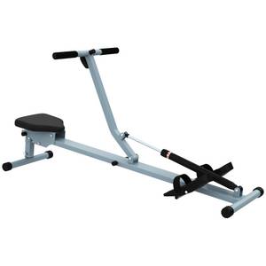 Homcom Ruderzugmaschine mit LCD Display grau, schwarz 130 x 67,5 x 67 cm (LxBxH)   Rudergerät Rudermaschine Heimtrainer Fitnessgerät 