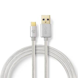 Nedis USB-Kabel | USB 3.2 Gen 1 | USB-A Stecker | USB-C™ Stecker | 5 Gbps | Vergoldet | 1.00 m | rund | Geflochten / Nylon | Aluminium | Verpackung mi 
