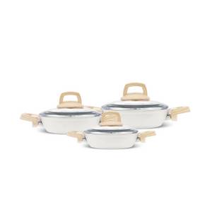 Karaca Kochtopf  Swiss Crystal Induktions 6-Teiliges Kochgeschirr Set, Cremig 