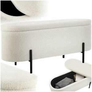 Tectake ® Sitzbank, mit Bouclé-Stoff, schlanke, bodenschonende Stahlbeine, 97 x 36 x 42 cm 