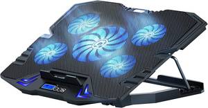 Haiaveng Notebook-Kühler »Laptop-Kühlpad Gaming Notebook Kühler, Laptop Fan Cooling Stand Adjustable Height with 5 Quiet Fans Blue LED Light«, Computer-Kühlmatte mit LCD-Controller, für 10-15,6-Zoll-Laptops 