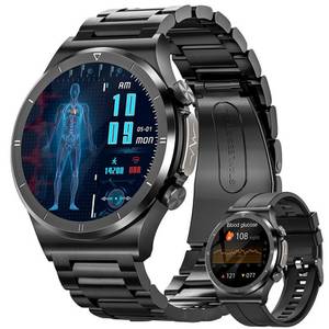 BANLVS Smartwatch Herren mit Elektrokardiogramm Blutzuckerfunktion Smartwatch (3.53 cm/1.39 Zoll, High-Definition-Display) IP68 Wasserdichter Armbanduhr, mit Schlaf/Herzfrequenz/Spo2/Message Reminder, geeignet als Geschenk für Väter / Brüder für iOS Andro 