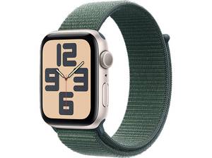  APPLE Watch SE (2024) GPS 44 mm Smartwatch Aluminium Textil Carbon Neutral, 130-200 mm, Polarstern 