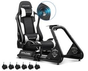 GTPLAYER Simulator Cockpit, sim racing cockpit racing wheel stand Controller (mit Bluetooth-Lautsprecher und Pedalablage) 