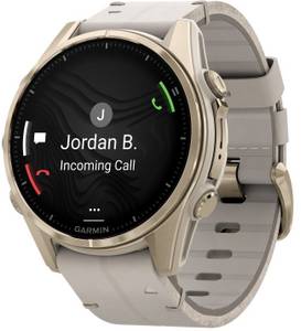 Garmin fenix® 8 43mm AMOLED Nebelgrau/Softgold Leder-Armband Kalkstein iOS Smartwatch