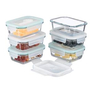 Relaxdays Frischhaltedose Glasbehälter mit Deckel im Set, Glas, (6er Set, 6-tlg), 6 x 370ml 